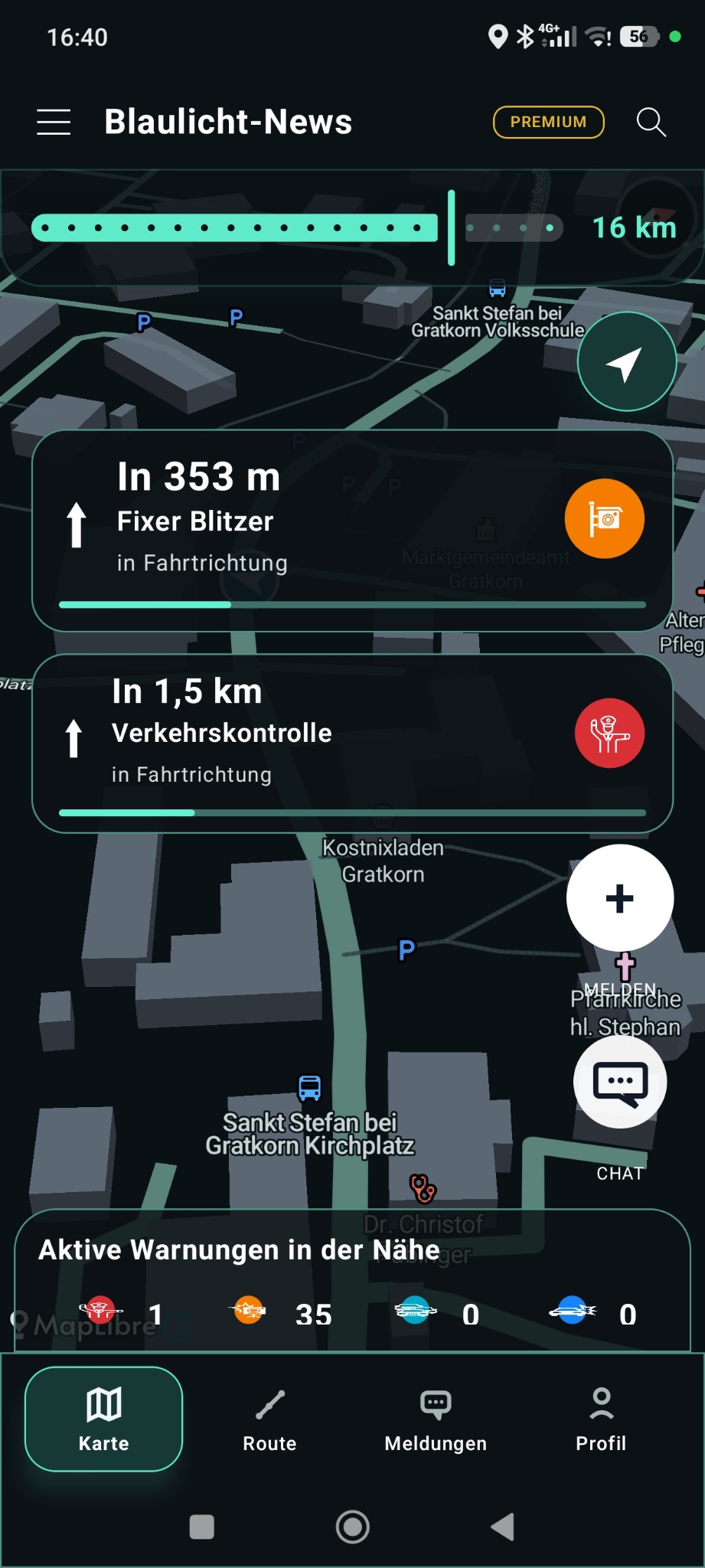 Mehrere Warnungen in Fahrtrichtung